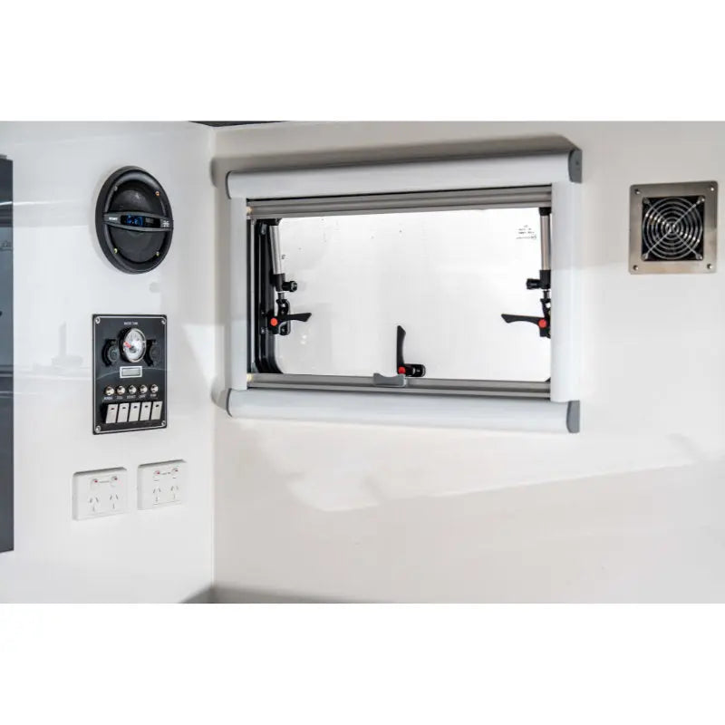 Ventura Voyager MKII camper with flyscreen windows for ventilation and insect protection.