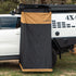 Motop vehicle-mounted shower tent detail showing durable fabric, aluminium frame and easy setup system